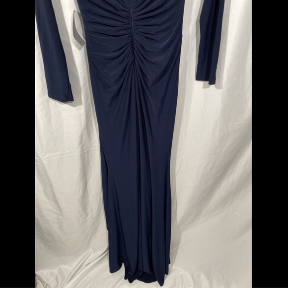 NWD XSCAPE Beaded Neck Long Sleeve Ruched Gown 2 - Picture 11 of 12